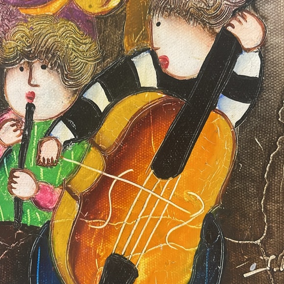 Canvas Oil Painting Musician Children by J.Roybal 10”x8” - Picture 4 of 9